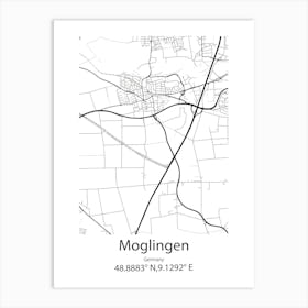 Moglingen,Germany Minimalist Map Art Print