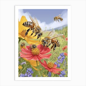 Leafcutter Bee Storybook Illustration 16 Art Print