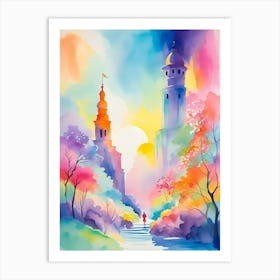 Watercolor Of A City 1 Art Print