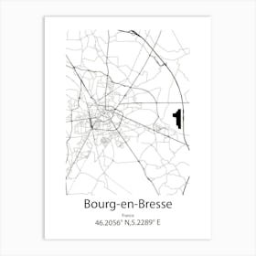 Bourg En Bresse,France Minimalist Map Art Print