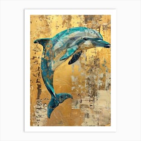 Dolphin Gold Effect Collage 5 Art Print