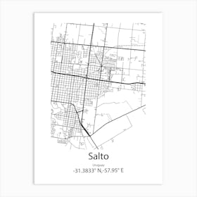 Salto,Uruguay Minimalist Map Art Print