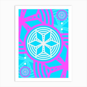 Geometric Glyph Abstract in White and Bubblegum Pink and Candy Blue n.0021 Art Print