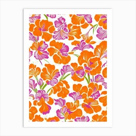Iris Floral Print Retro Pattern2 Flower Art Print