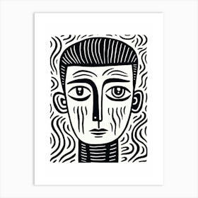 Tearful Face Wavy Lines Art Print