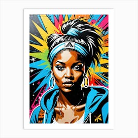 Graffiti Mural Of Beautiful Hip Hop Girl 8 Art Print