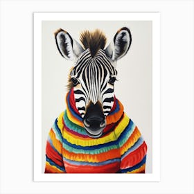 Baby Animal Wearing Sweater Zebra 4 Art Print