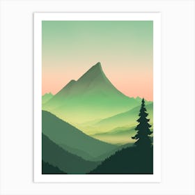 Misty Mountains Vertical Composition In Green Tone 24 Art Print