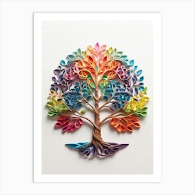 Default Stylized 3d Tree Of Life In Bright Rainbow Colors On A 1 (3) Art Print