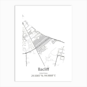 Bacliff,United States Minimalist Map 1 Art Print