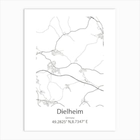 Dielheim,Germany Minimalist Map Art Print