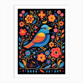 Folk Bird Illustration Eastern Bluebird 3 Art Print