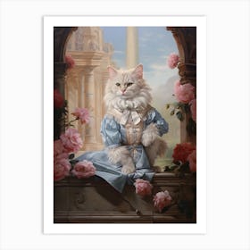 Cat Perching Outside Rococo Style Art Print
