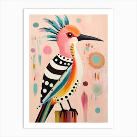 Pink Scandi Hoopoe 3 Art Print