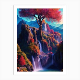 Waterfall of colors Art Print