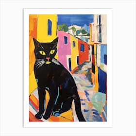 Painting Of A Cat In Athens Greece 4 Art Print