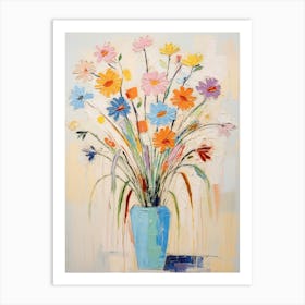 Flower Painting Fauvist Style Flax Flower 3 Art Print