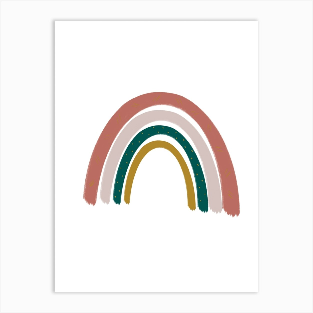 boho rainbow art print by tiny human print co fy