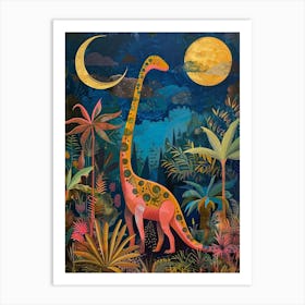 Colourful Dinosaur In The Landscape Painting 2 Art Print