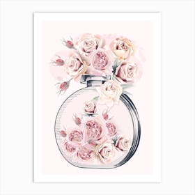 Roses In A Perfume Bottle Art Print