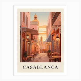 Casablanca Morocco 3 Vintage Pink Travel Illustration Poster Art Print