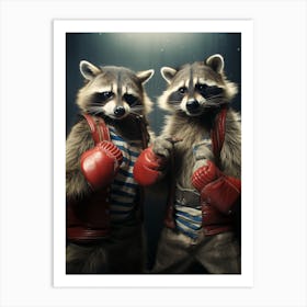 A Wrestling Raccoons In The Style Of Jasper Johns 3 Art Print