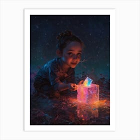 Child Playing With A Light Box Art Print