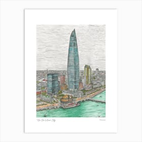 Ho Chi Minh City Vietnam Drawing Pencil Style 2 Travel Poster Art Print