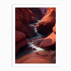 Canyon And River Flow With Red And Orange Rocks In Sequence Art Print