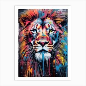 Lion Art Painting Street Art Style 4 Art Print