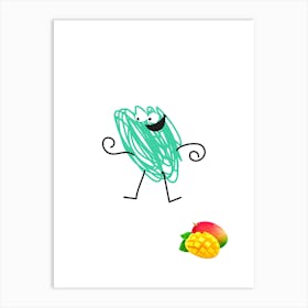 Green Mangoes.A work of art. Children's rooms. Nursery. A simple, expressive and educational artistic style. Art Print