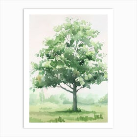 Pear Tree Atmospheric Watercolour Painting 2 Art Print