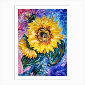 Sunflower Textured Palette Knife Art Print