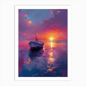 Sunset Sailboat Art Print