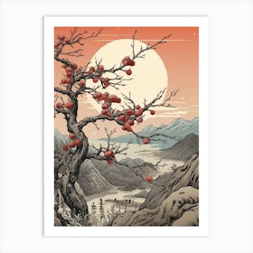 Ume Japanese Plum 1 Japanese Botanical Illustration Art Print