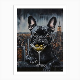 Whimsical Frenchies At The Bar 41 Art Print