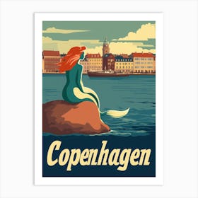 Aihrgdesign A Retro Travel Poster For Copenhagen Featuring Th 1c5dc1a1 6fe0 44b4 B6f8 Cb1d717417fe 0 Art Print