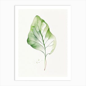 Radish Leaf Minimalist Watercolour Art Print