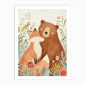 Brown Bear A Bear And A Fox Storybook Illustration 2 Art Print