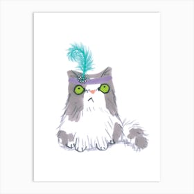 Cat In Feather Hat Art Print