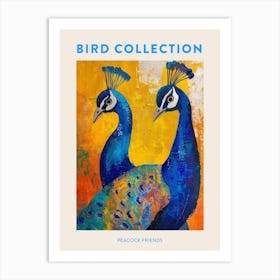 Two Peacocks Colourful Painting 4 Poster Art Print