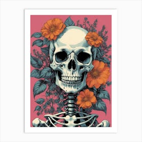 Floral Skeleton In The Style Of Pop Art (46) Art Print