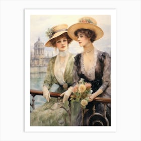 Titanic Ladies On Ship Watercolour 5 Art Print