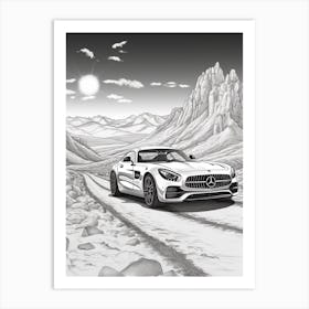 Mercedes Benz Amg Gt Snowy Mountain Drawing 1 Art Print