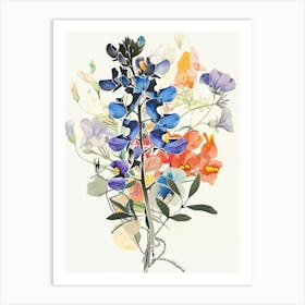 Bluebonnet Collage Flower Bouquet Art Print