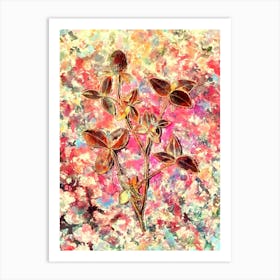 Impressionist Pink Clover Botanical Painting in Blush Pink and Gold Art Print