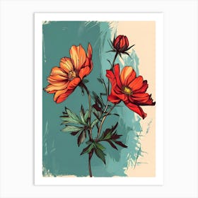 Red Cosmos 3 Art Print