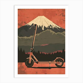 Electric Scooter In Front Of Mt Fuji Art Print
