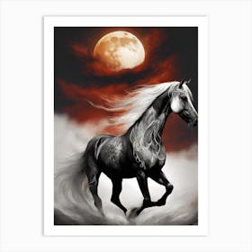 Horse In The Moonlight 19 Art Print