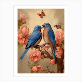 Valentines Lovebirds Kitsch 4 Art Print